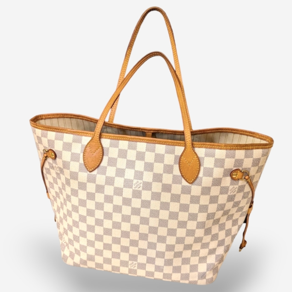 💎Authentic💎 Louis Vuitton Neverfull MM white Damier Azur - Picture 1 of 16